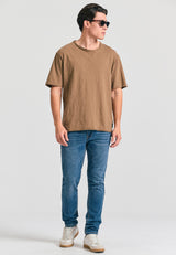 Tricou cu croială lejeră și margini brute - Alune