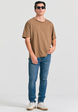 Tricou cu croială lejeră și margini brute - Alune