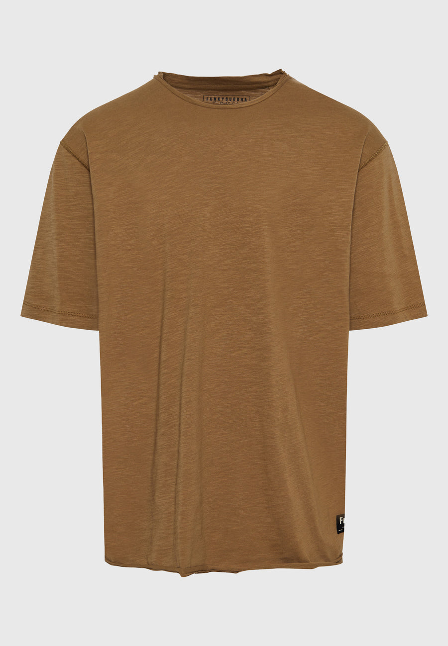 Tricou cu croială lejeră și margini brute - Alune