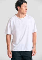 Tricou cu croială lejeră și margini brute - Alb