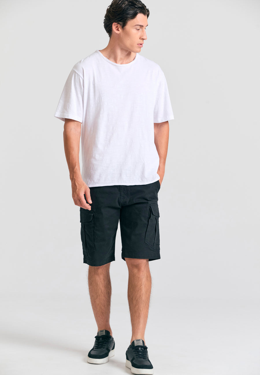 Tricou cu croială lejeră și margini brute - Alb