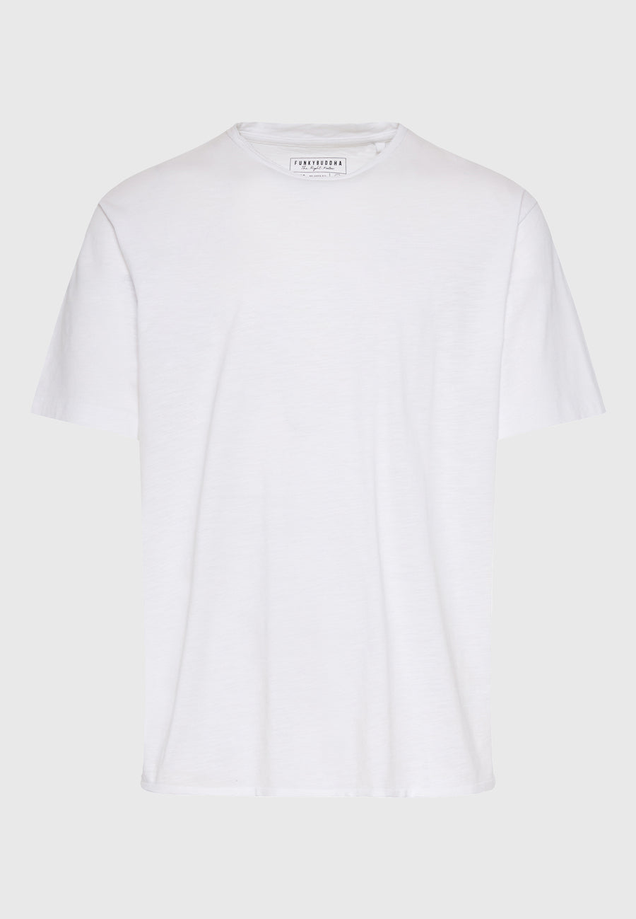 Tricou cu croială lejeră și margini brute - Alb
