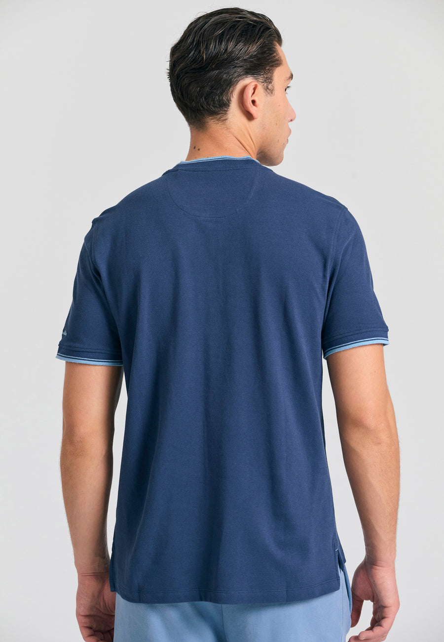 Tricou polo cu guler Mao și dungi - Bleumarin