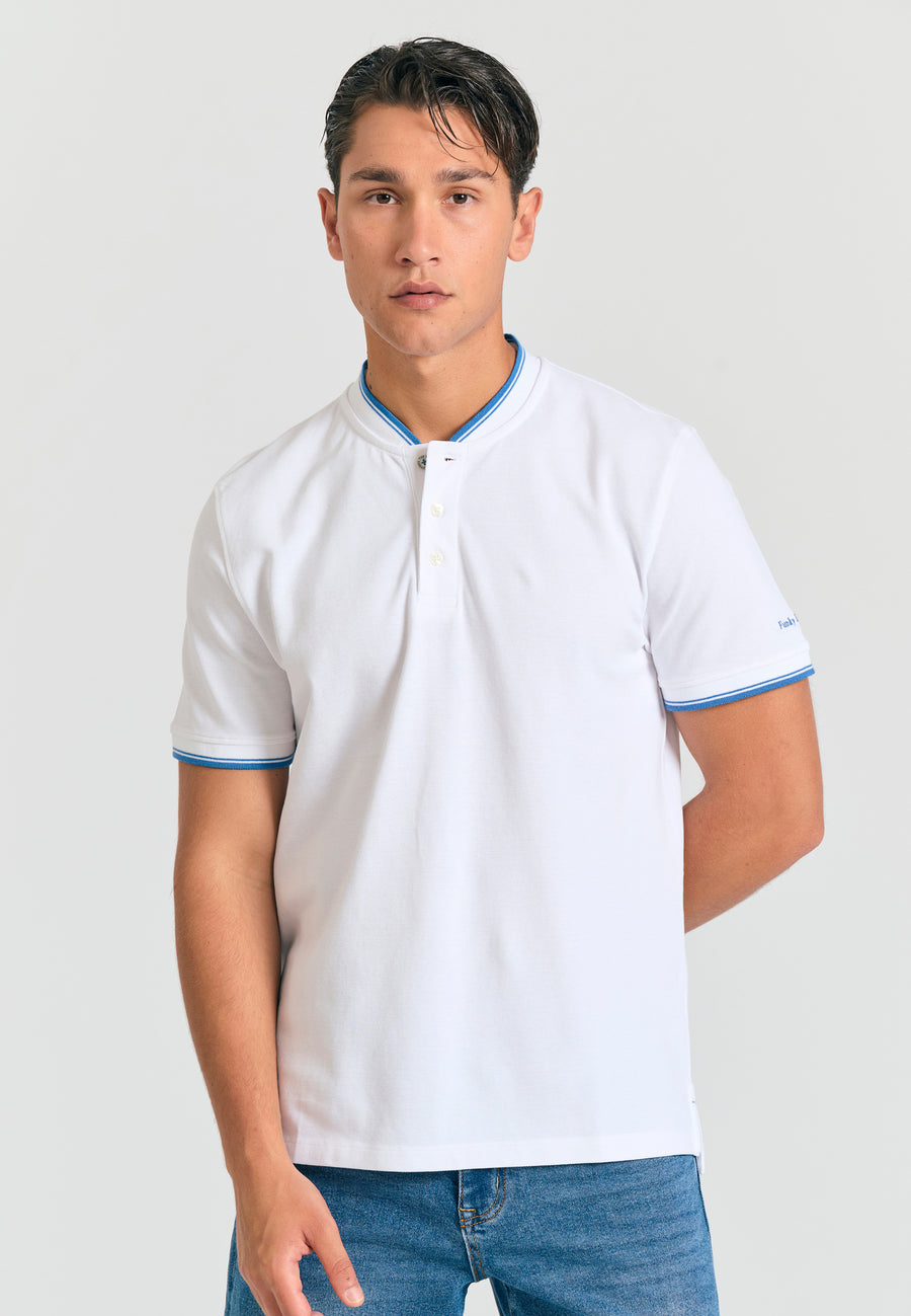 Tricou polo cu guler Mao și dungi - Alb