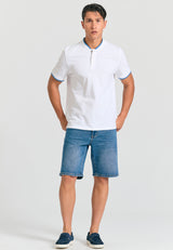 Tricou polo cu guler Mao și dungi - Alb