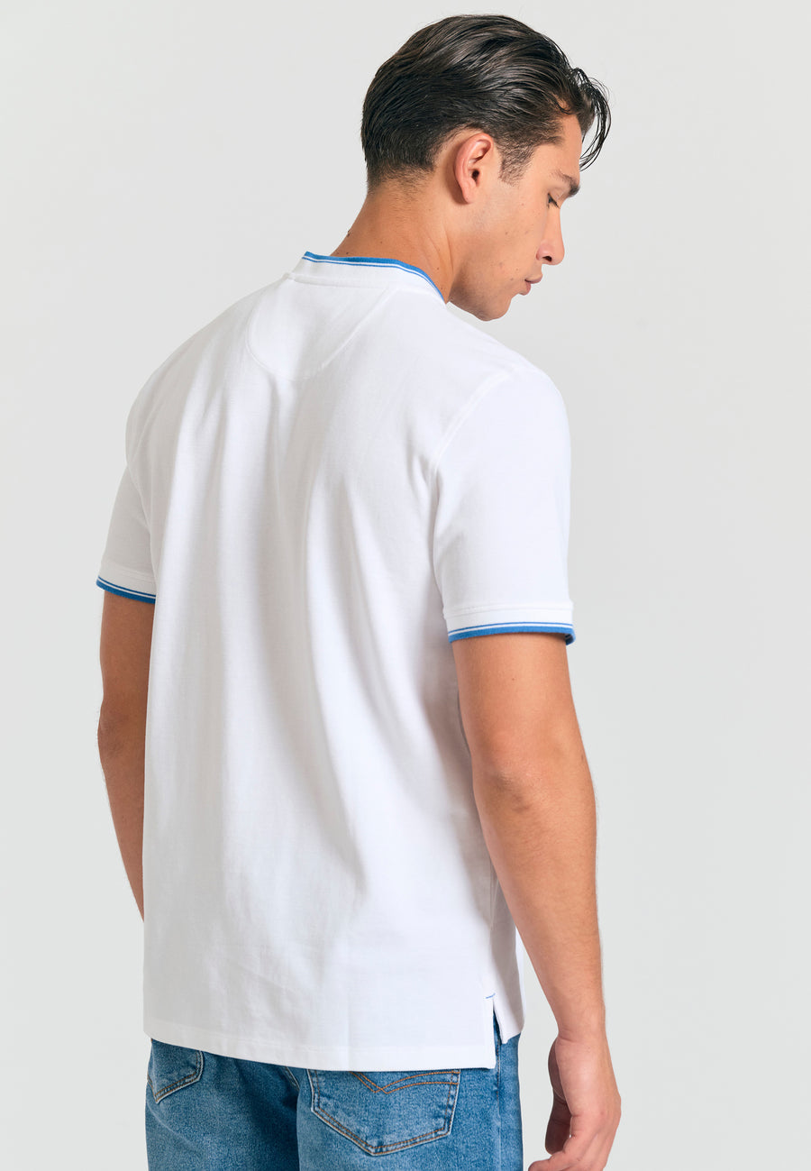 Tricou polo cu guler Mao și dungi - Alb
