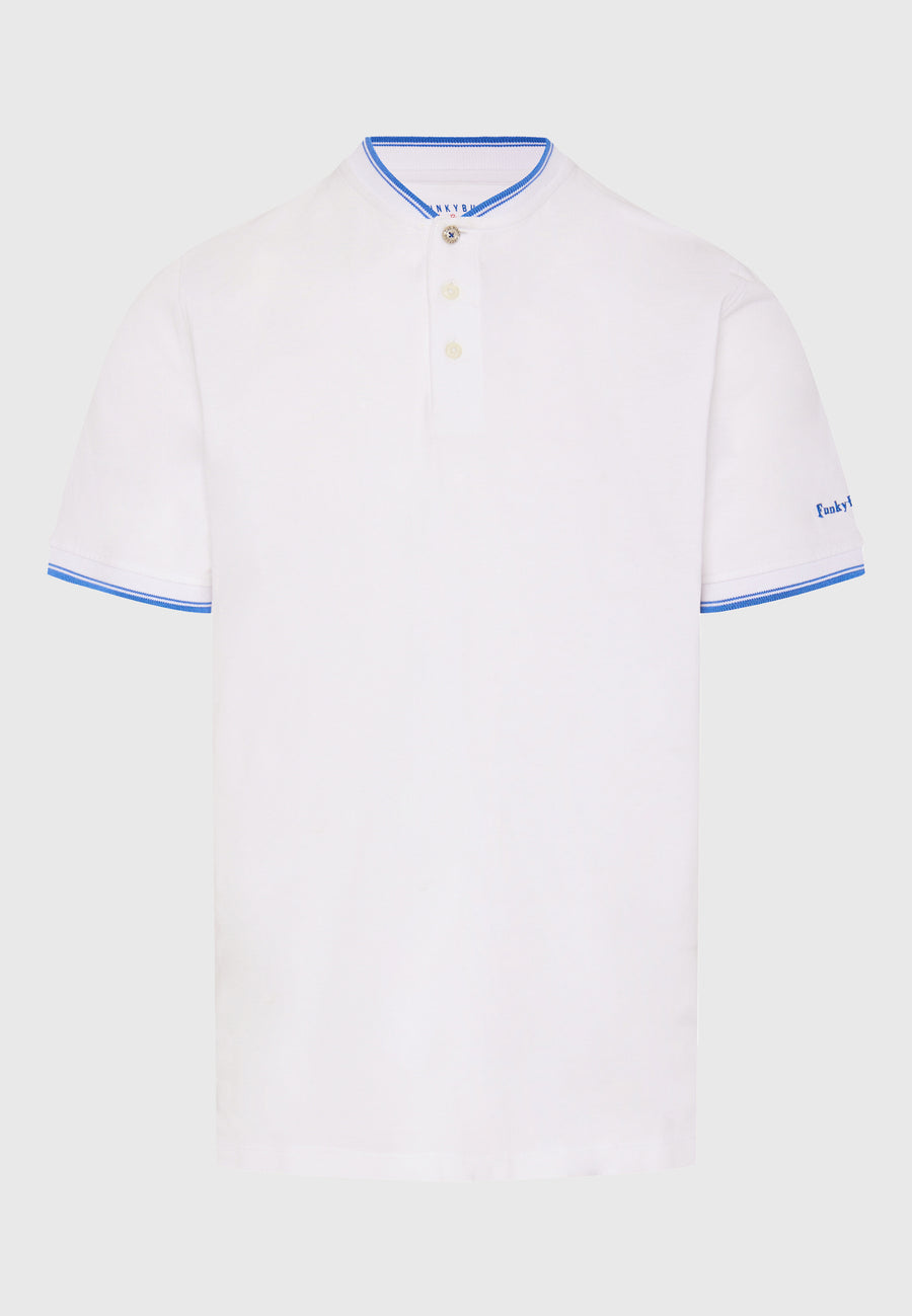 Tricou polo cu guler Mao și dungi - Alb