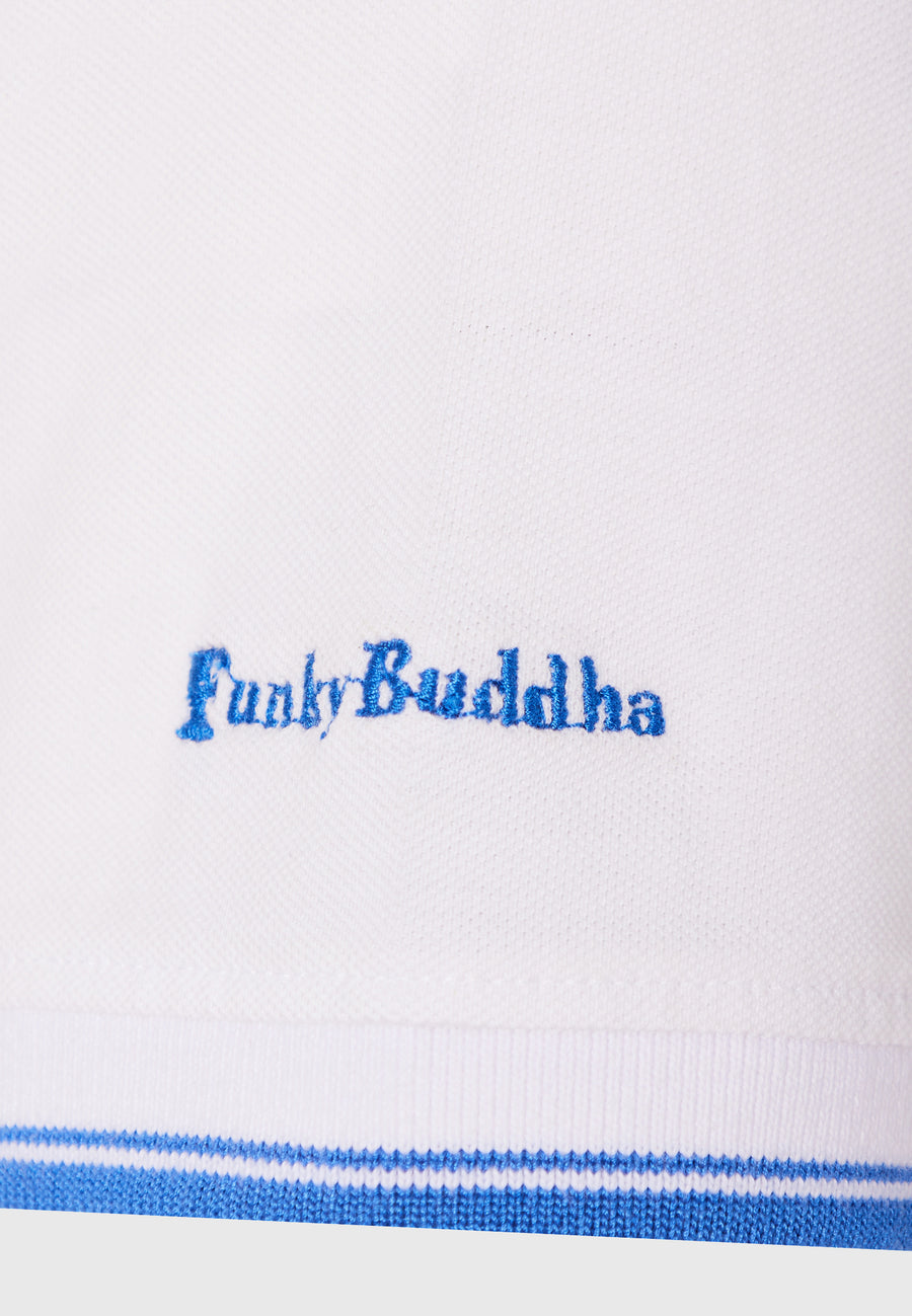 Tricou polo cu guler Mao și dungi - Alb