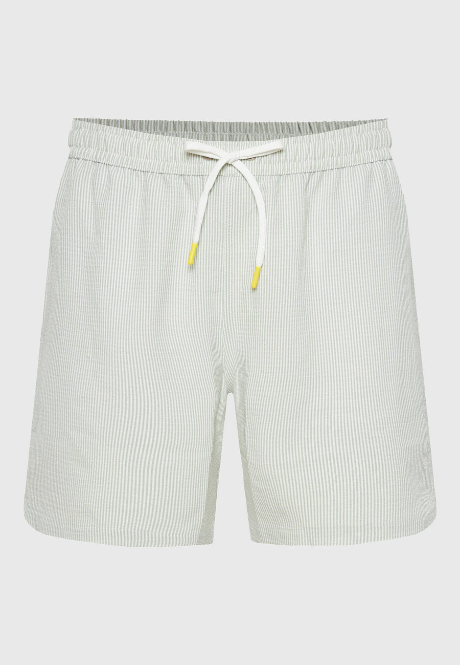 Pantaloni scurți de baie cu dungi pentru bărbați Seersucker - Verde vânător