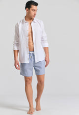 Pantaloni scurți de baie cu dungi pentru bărbați Seersucker - Bleumarin
