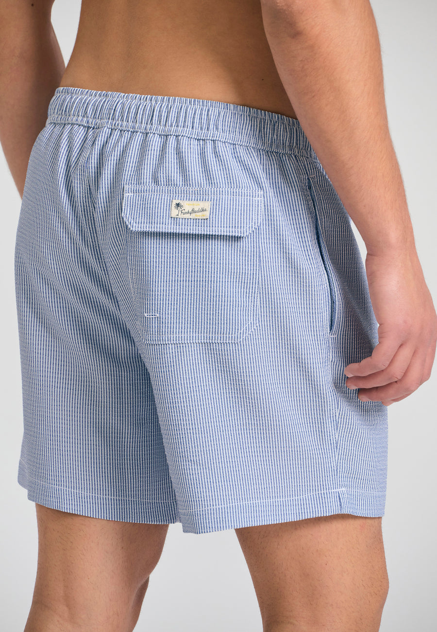 Pantaloni scurți de baie cu dungi pentru bărbați Seersucker - Bleumarin