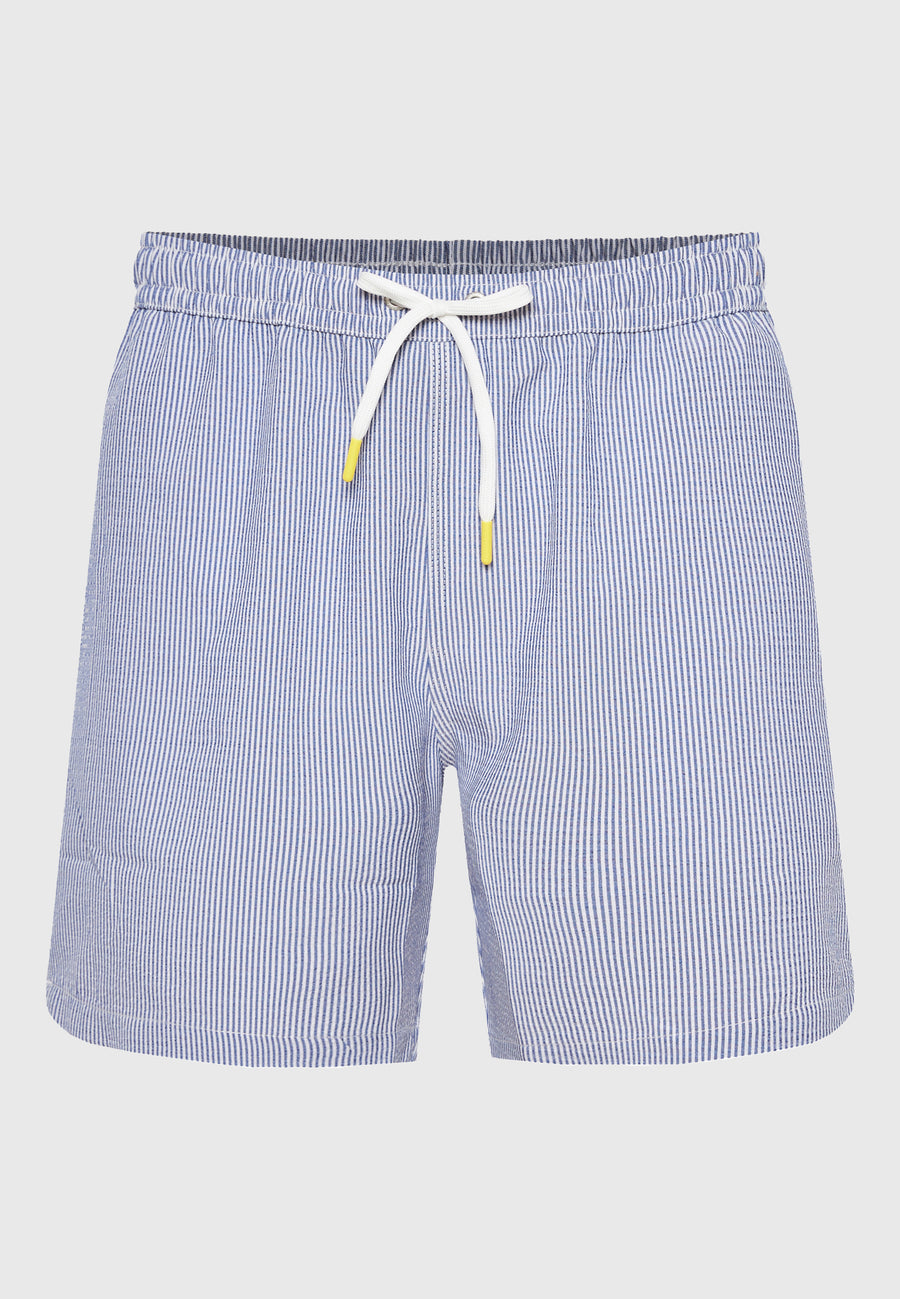 Pantaloni scurți de baie cu dungi pentru bărbați Seersucker - Bleumarin