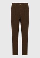 Pantaloni chino din in, croială confortabilă, pentru bărbați - Gri cafea
