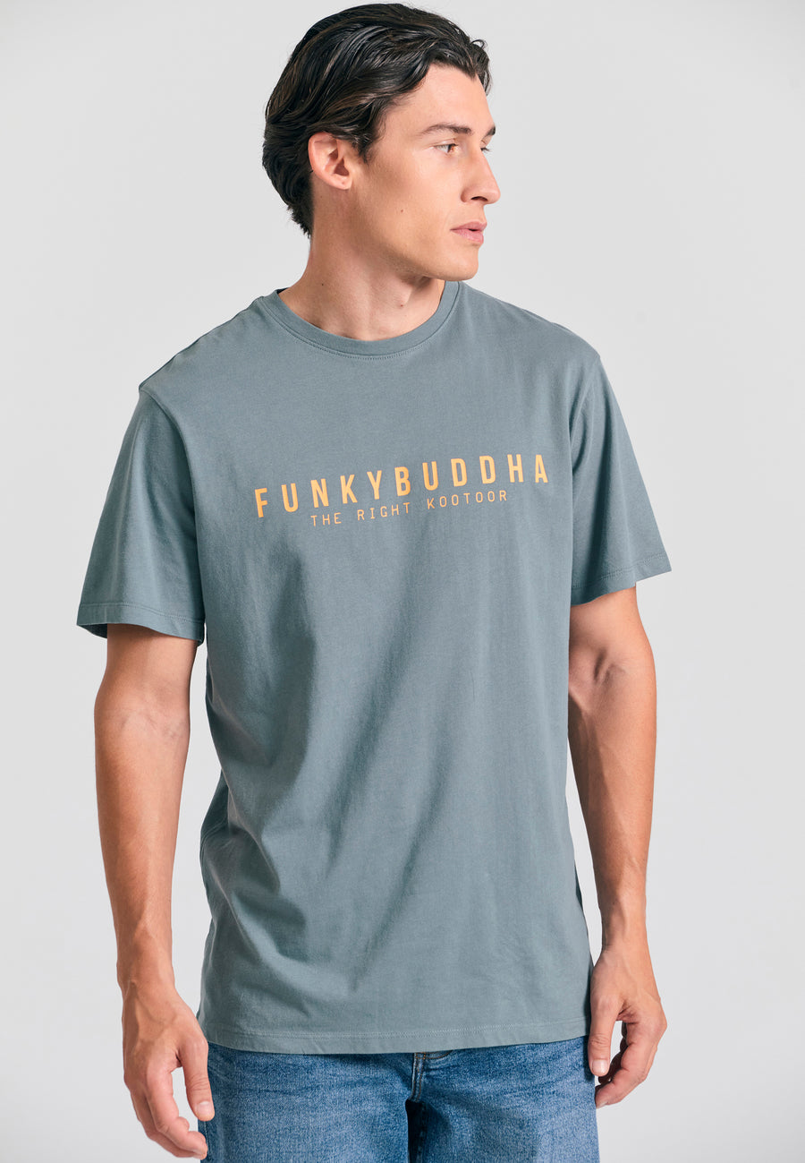 Tricou cu imprimeu Funky Buddha - Esențiale - Gri oțel