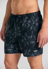 Pantaloni scurți de baie pentru bărbați cu imprimeu tropical - Negri