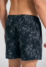 Pantaloni scurți de baie pentru bărbați cu imprimeu tropical - Negri