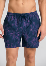 Men's swim shorts with tropical print - Midnight blue