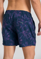 Men's swim shorts with tropical print - Midnight blue