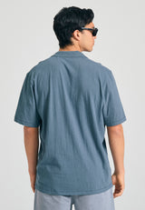 Tricou polo din amestec de in, croială relaxată - Gri oțel
