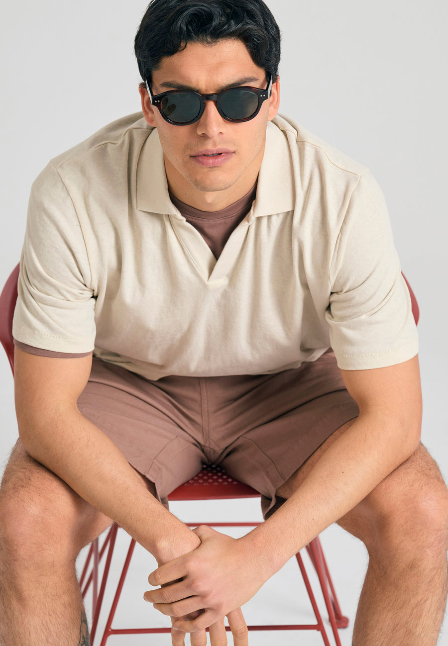 Tricou polo din amestec de in, croială relaxată - Sugar