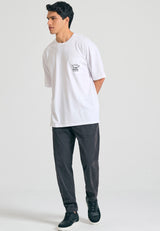 Garment dyed chino pants with cuffed hem - Anthracite