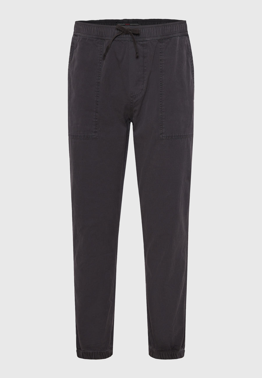 Garment dyed chino pants with cuffed hem - Anthracite