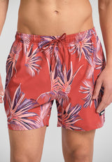 Pantaloni scurți de baie pentru bărbați cu imprimeu tropical - Paprika