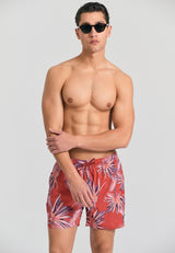 Pantaloni scurți de baie pentru bărbați cu imprimeu tropical - Paprika