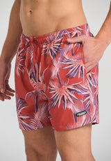 Pantaloni scurți de baie pentru bărbați cu imprimeu tropical - Paprika