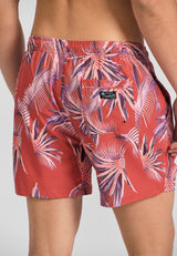 Pantaloni scurți de baie pentru bărbați cu imprimeu tropical - Paprika