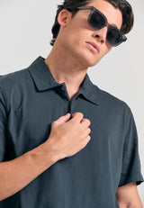 Men's garment dyed polo shirt - Anthracite