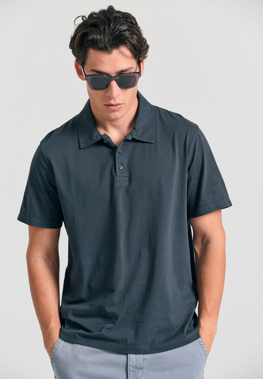 Men's garment dyed polo shirt - Anthracite