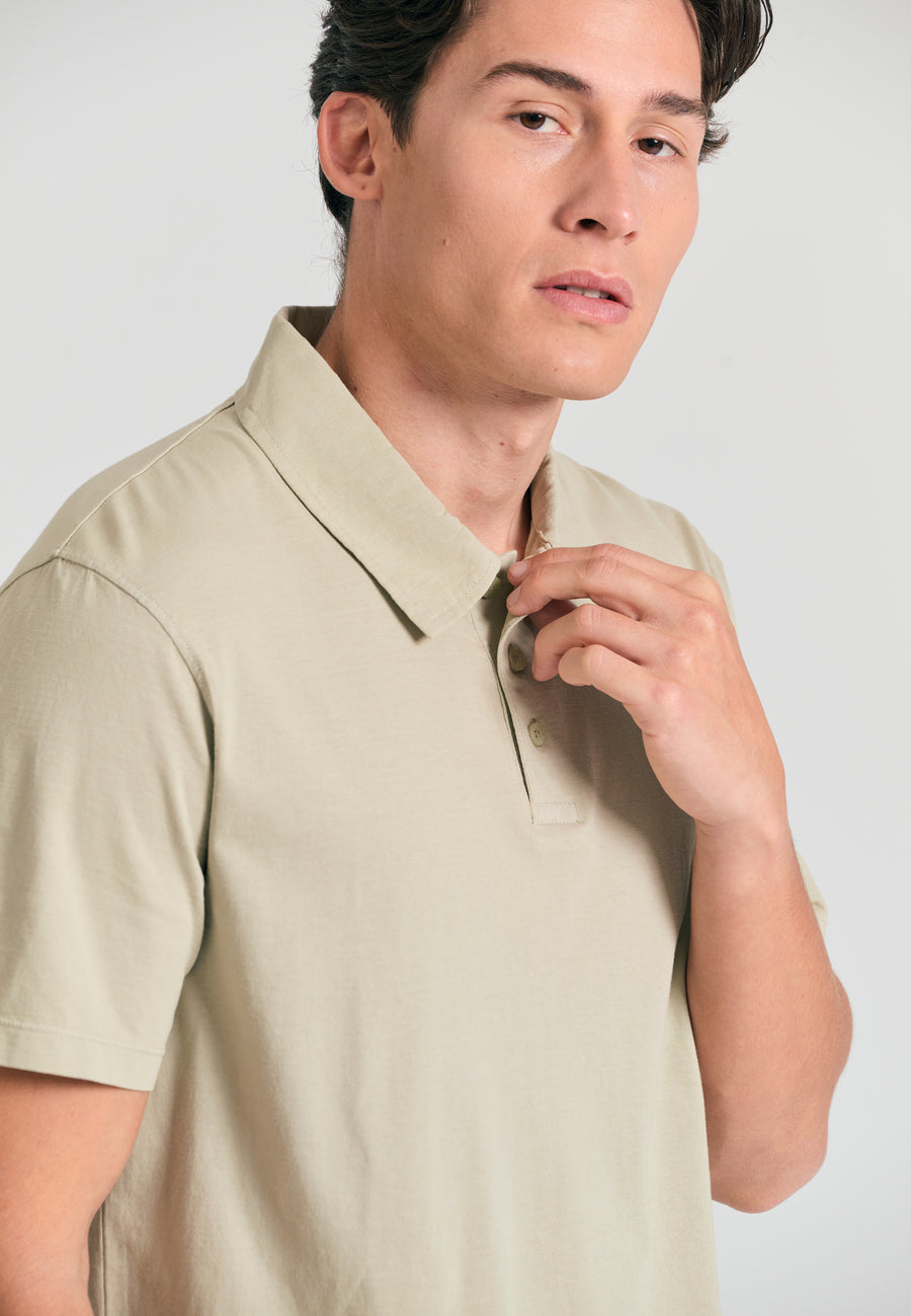 Tricou polo bărbătesc vopsit în haine - Stone