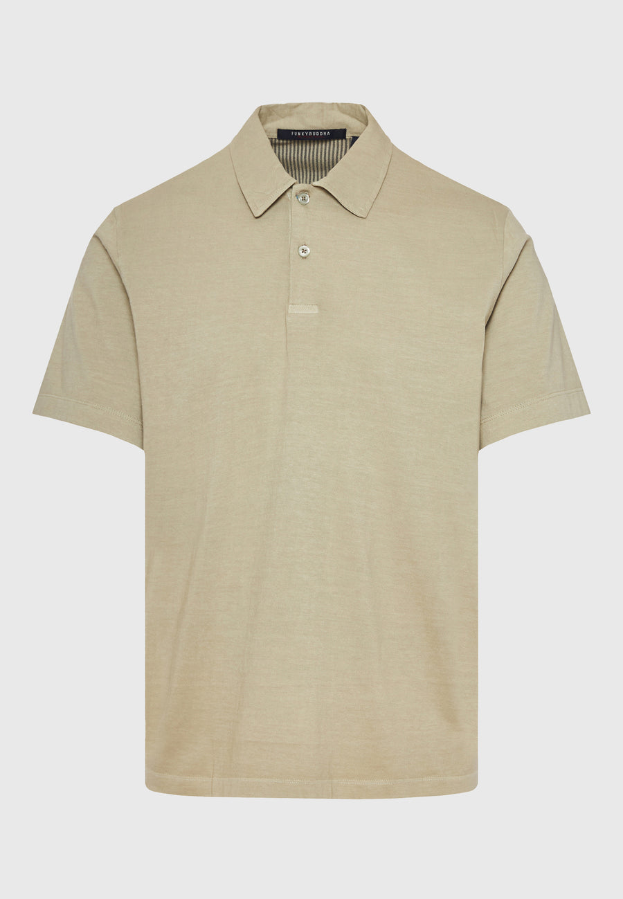 Tricou polo bărbătesc vopsit în haine - Stone