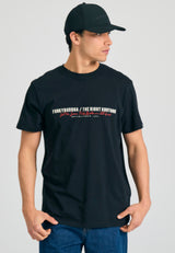 Tricou cu imprimeu Funky Buddha pe piept - Negru