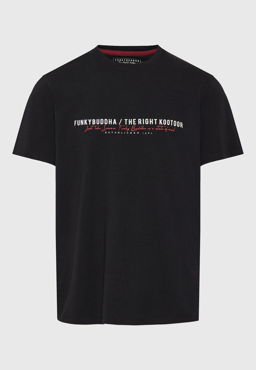 Tricou cu imprimeu Funky Buddha pe piept - Negru