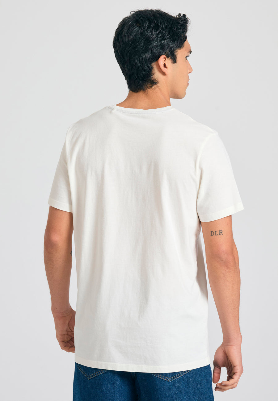 Tricou cu imprimeu Funky Buddha pe piept - Alb-gălbui