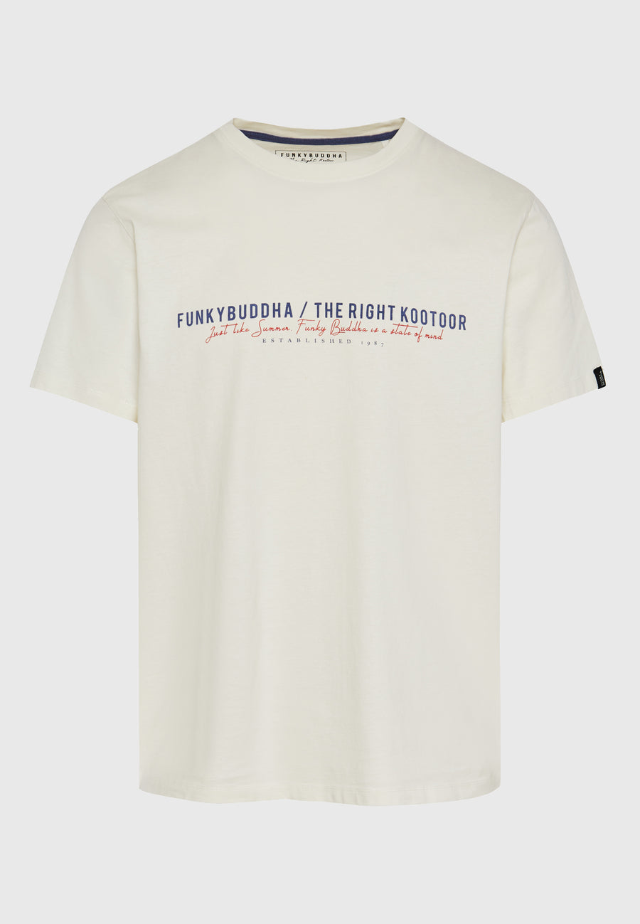 Tricou cu imprimeu Funky Buddha pe piept - Alb-gălbui
