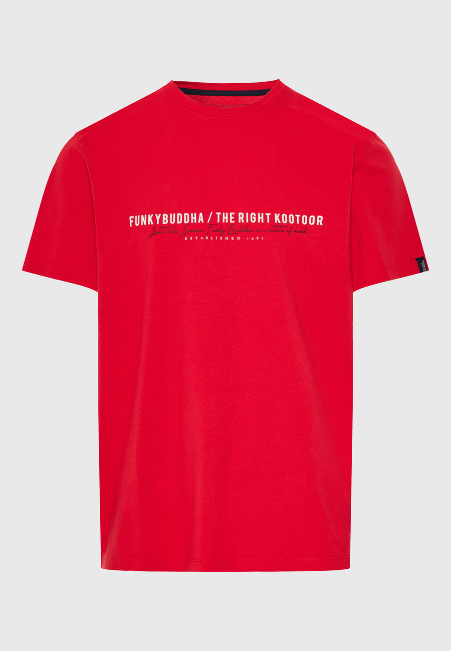 Tricou cu imprimeu Funky Buddha pe piept - Roșu intens