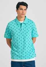 Tricou polo cu imprimeu integral - Aqua