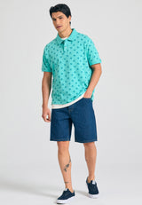 Tricou polo cu imprimeu integral - Aqua