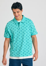 Tricou polo cu imprimeu integral - Aqua