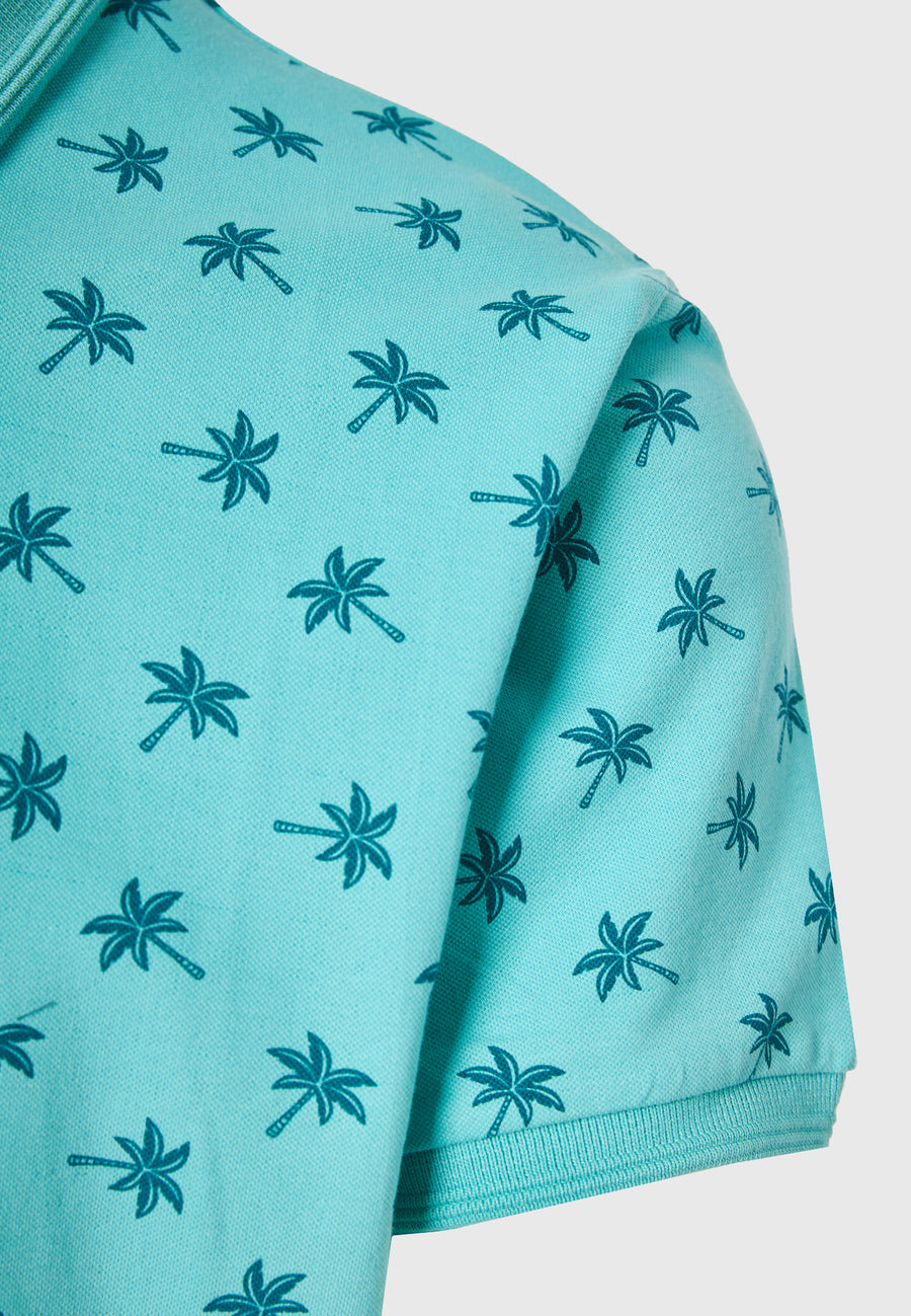 Tricou polo cu imprimeu integral - Aqua