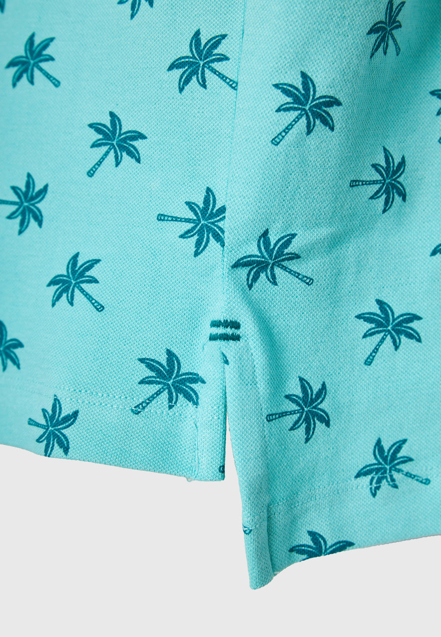 Tricou polo cu imprimeu integral - Aqua