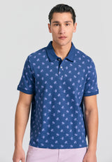 Tricou polo cu imprimeu integral - Indigo