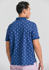 Tricou polo cu imprimeu integral - Indigo