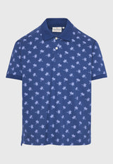 Tricou polo cu imprimeu integral - Indigo