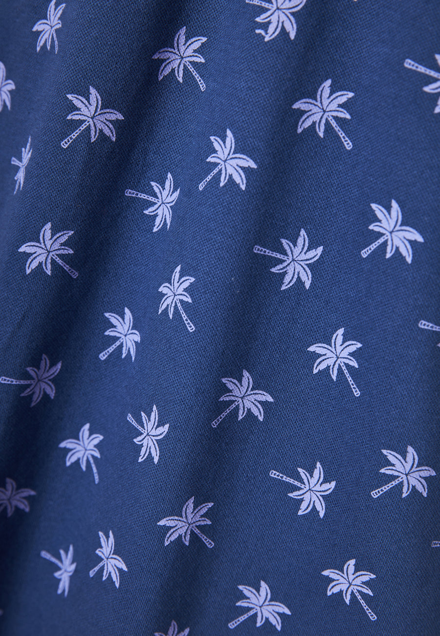Tricou polo cu imprimeu integral - Indigo