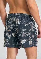 Pantaloni scurți de baie pentru bărbați cu imprimeu floral - Negri