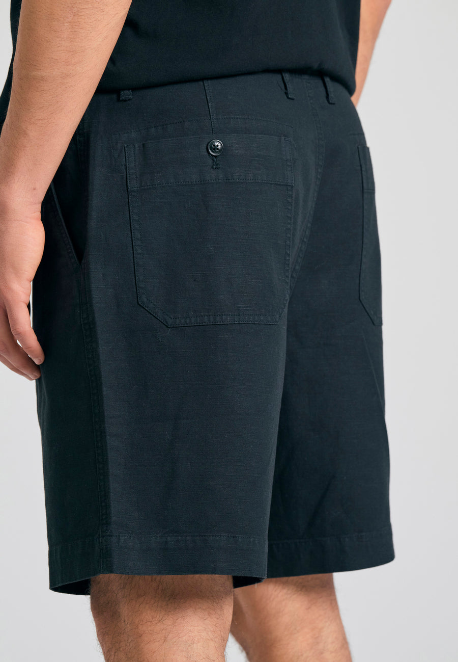 Pantaloni scurți chino lejeri din amestec de in - Albastru-negru